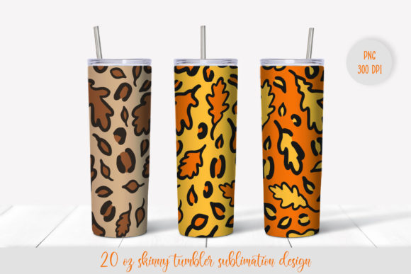 Autumn Leaves Leopard Tumbler Graphics