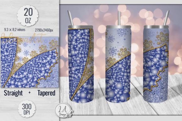 Blue Gold Snowflake Skinny Tumbler 20OZ