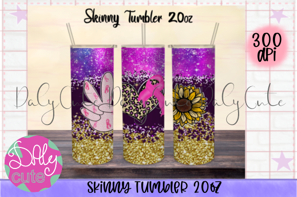 Breast Cancer Tumbler PNG, Pink Ribbon Graphics
