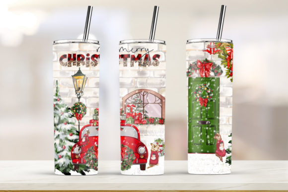 Christmas Winter Scene Tumbler Skinny Graphics and Print Templates