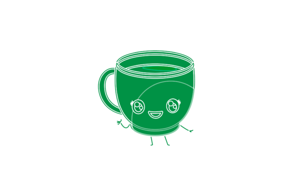 Coffee Cup Cartoon Kawaii Green Icon: Graphics and Icons for Creative Publishing