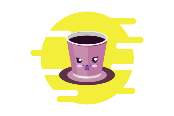 Coffee Cup Drink Kawaii Circle Clipart: Graphics for Freebies