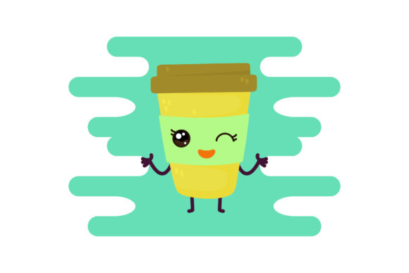 Coffee Cup Menu Kawaii Clipart: Graphics & Icons for Branding