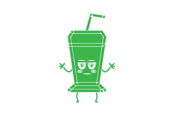 Coffee Cup Smile Kawaii Green Icon Graphics
