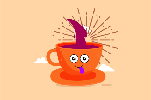 Coffee Smile Cup Kawaii Cloud Style Graphics