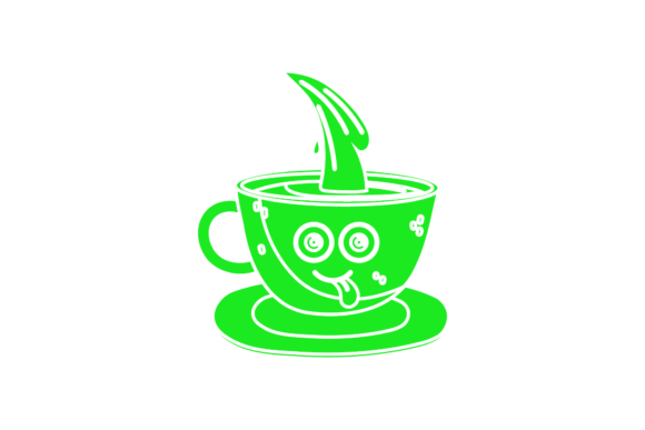 Coffee Smile Cup Kawaii Green Icon Graphics