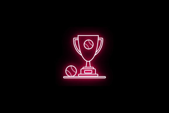 Cup Baseball Sport Icon Neon Graphics