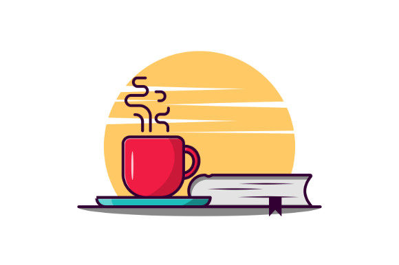 Cup of Coffee with a Book Graphics