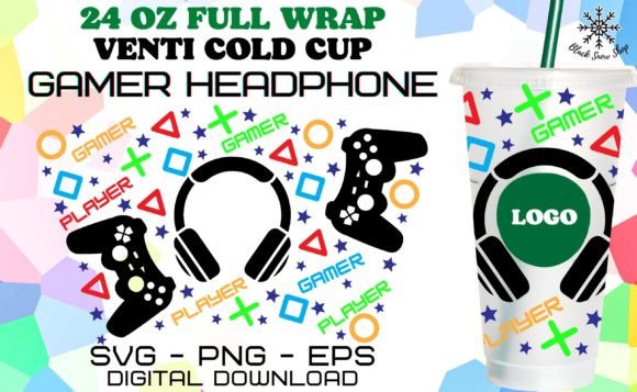 Gamer Headphone Full Wrap Venti Cold Cup Graphics