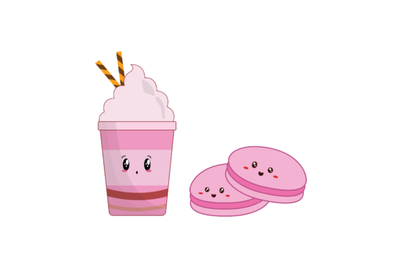 Kawaii Cute Macaron Drink Cup Graphics