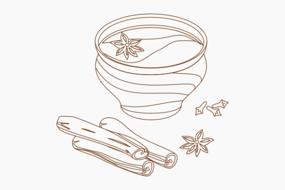 Outline Style Masala Chai in Pottery Cup