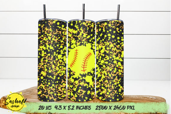 Softball Tumbler Sublimation Design: Graphics and Print Templates