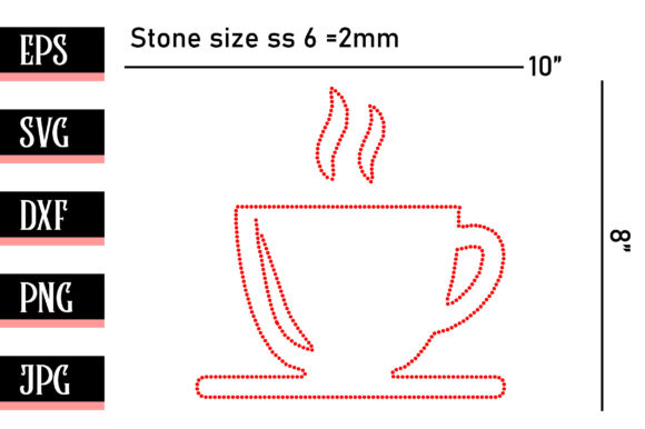 Tea Cup Symbol Rhinestone Template for Graphics and Crafts