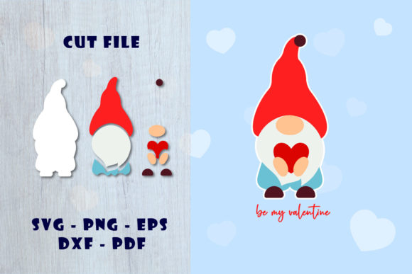 Valentine Gnome Svg Be My Valentine: Graphics & Print Templates