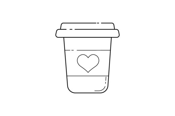 Valentine Icon Outline Glass Cup Coffee Graphics